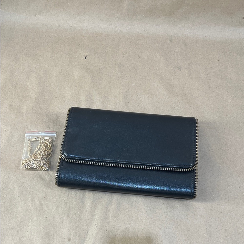 New Black Clutch with Gold Chain